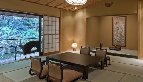 Japanese Room with Semi Open-Air Onsen (Riverside, Futon Bedding)