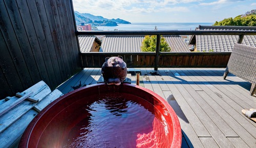 Twin Room with Tatami Area and Open-Air Hot Spring Bath, Sea View [DAIDAI], Non Smoking