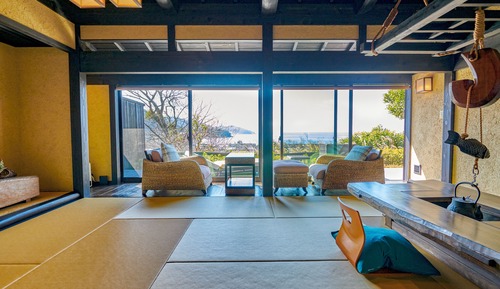 Twin Room with Tatami Area and Open-Air Hot Spring Bath, Sea View [TAKENOKO], Non Smoking