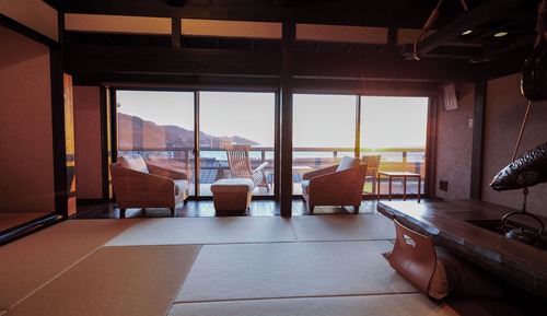 Twin Room with Tatami Area and Open-Air Hot Spring Bath, Sea View [SUMIRE], Non Smoking