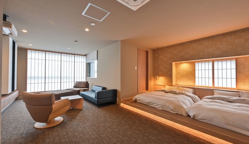 Premium modern Japanese-Western-style twinRoom with indoor hot spring bath "yabukita