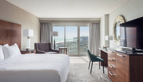 Room, 1 King Bed, Partial Ocean View (Mobility Accessible, Roll-in Shower)