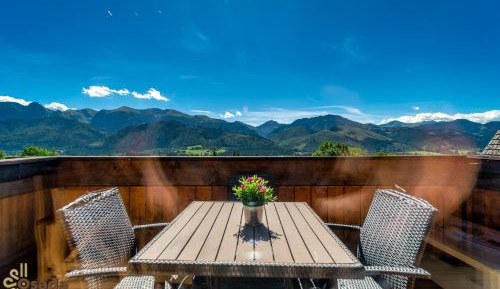 Panoramic Two-Bedroom Apartment with Balcony, Fireplace and Mountain view