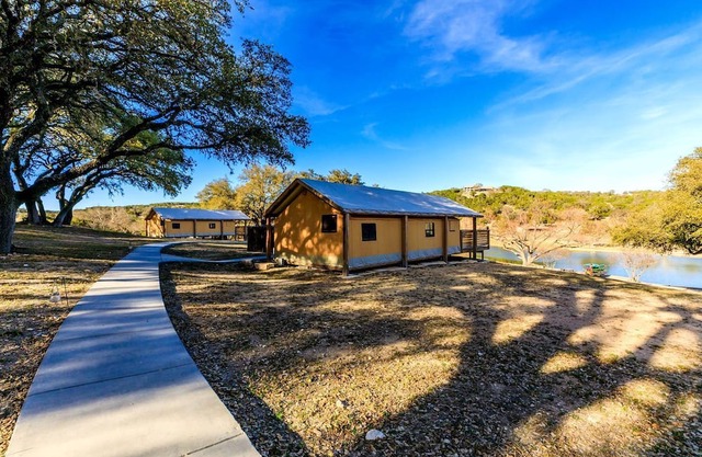 Luxury Tented Cabin Glamping Escape, with River Access in Ingram, Texas