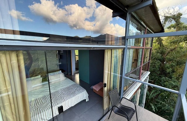 Glass house with private pool