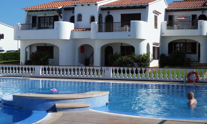 Sant Jaume Mediterrani Apartment | Son Bou Gardens, first floor, air conditioned family apartment with pool view